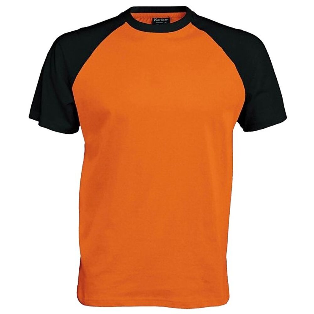 Kariban Mens Short Sleeve Baseball T-Shirt / Orange/Black